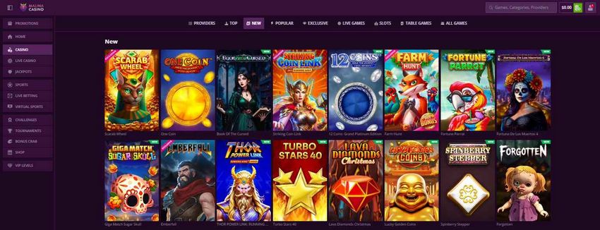 Avis sur Malina Casino (2026) - Offre de bienvenue spéciale